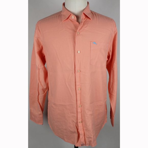 Tommy Bahama Island Twill Shirt MD Salmon - Picture 2 of 5